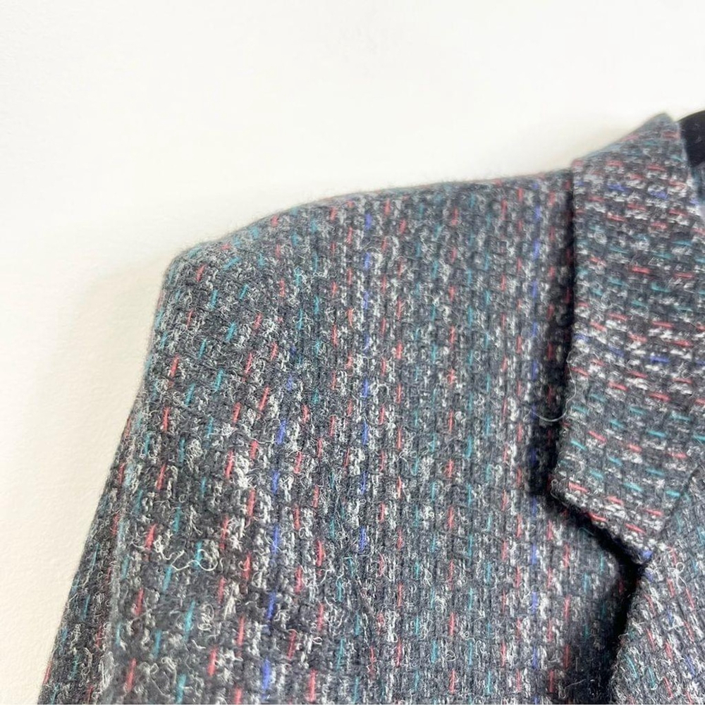 Vintage 100% wool black multi colour tweed blazer 40 R - Picture 4 of 9